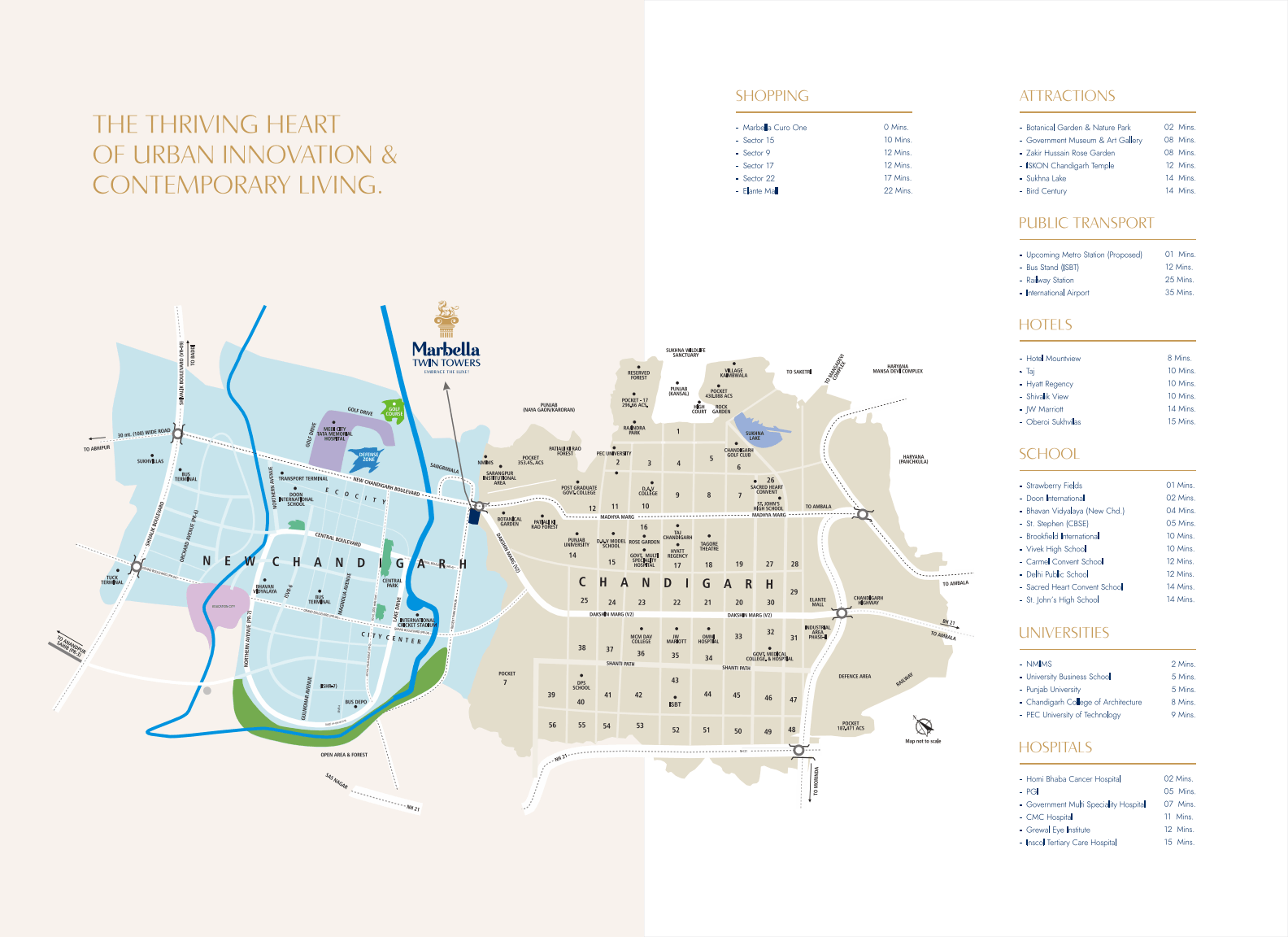 Marbella Twin Towers Strategic Location Map Sector 2 New Chandigarh