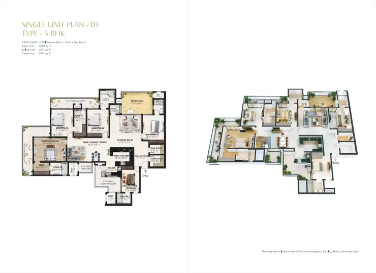 Marbella Twin Towers 5 BHK Luxury Apartment Floor Plan Type A